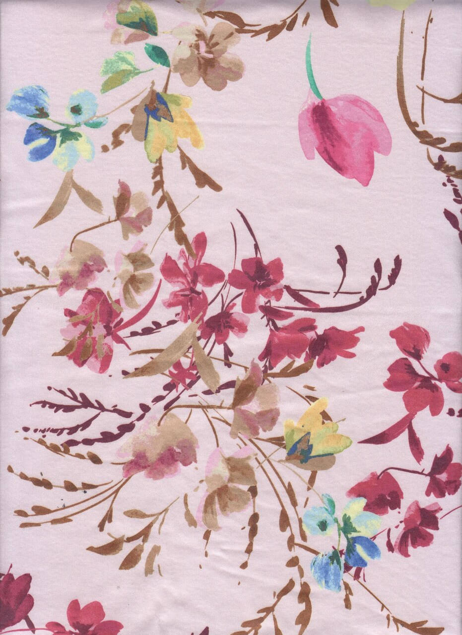 1 Yard DTY Brushed Digital Floral Print Knit Fabric, 58/60″ Wide, 96% Polyester 4% Spandex Blend